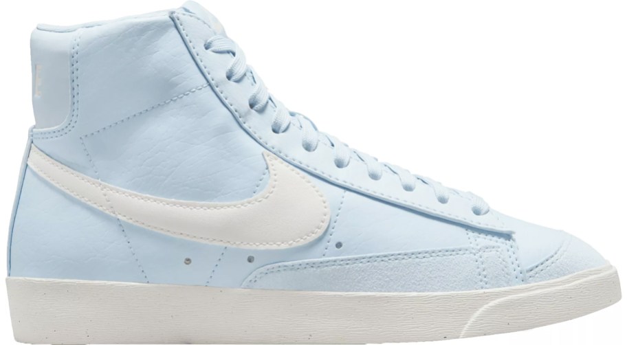 light blue and white high-top nike blazer sneaker