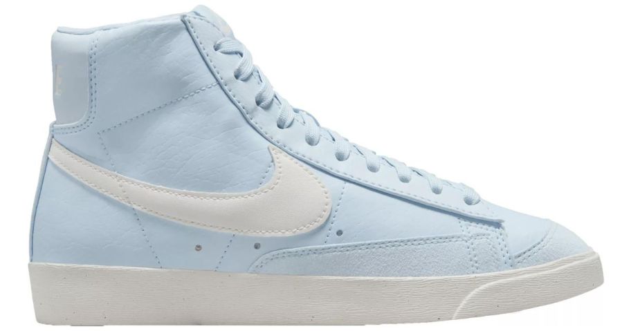 A blue and white Nike Women's Blazer Mid 77 Shoe