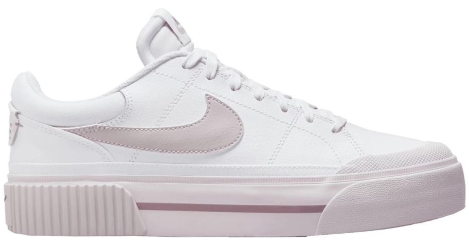 Nike Women's Court Legacy Lift Shoes in pink and white
