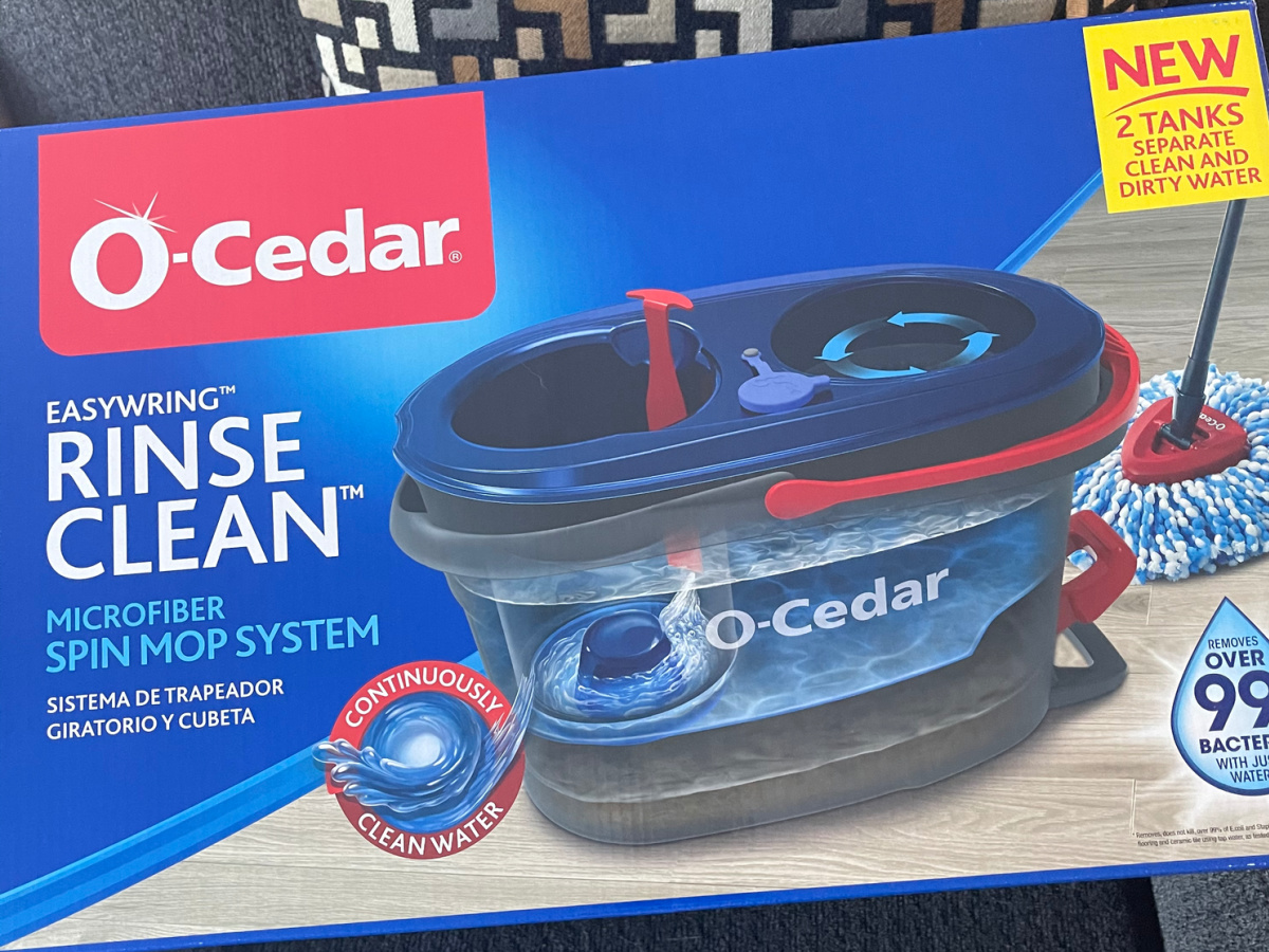 O-Cedar EasyWring RinseClean Microfiber Spin Mop & Bucket Floor Cleaning  System, Grey RinseClean Spin Mop & Bucket Cleaning System