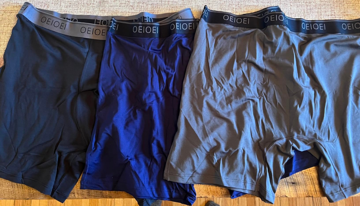 men's briefs in three colors laid out
