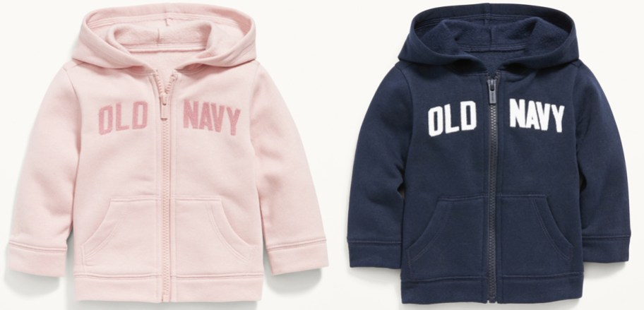 pink and blue zip-up old navy sweatshirts