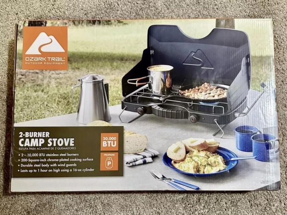 Ozark Trail 2 Burner Propane Gas Camping Stove in a box