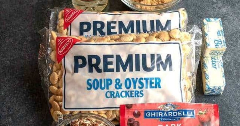 2 bags of premium soup and oyster crackers