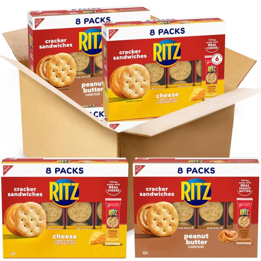 RITZ Peanut Butter Sandwich & Cheese Sandwich Crackers Variety Packs 