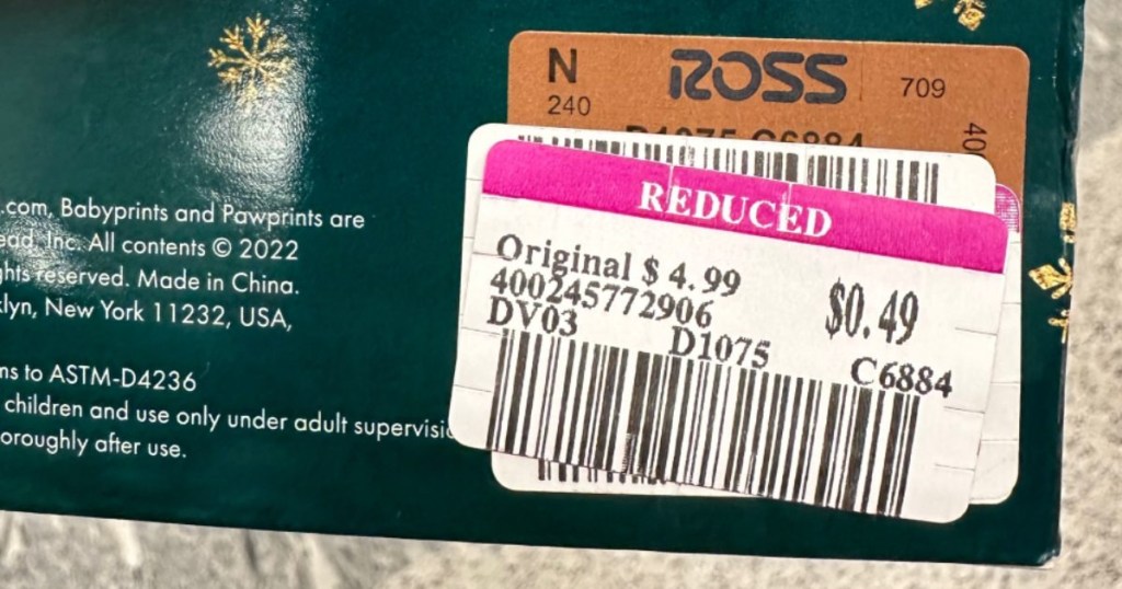 A ROSS 49¢ sale hot pink clearance tag