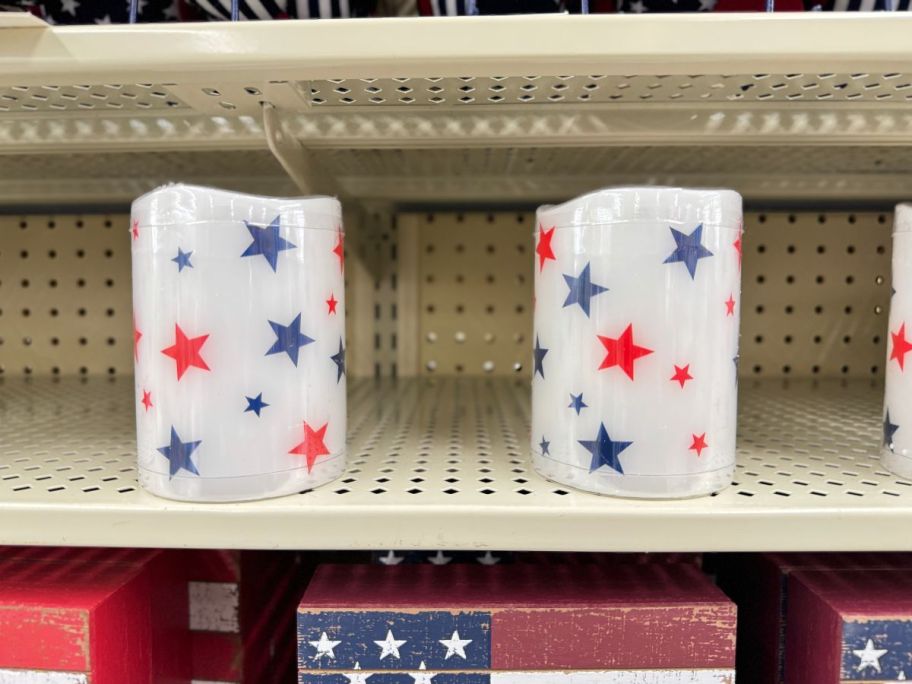 Red & Blue Stars LED Pillar Candle