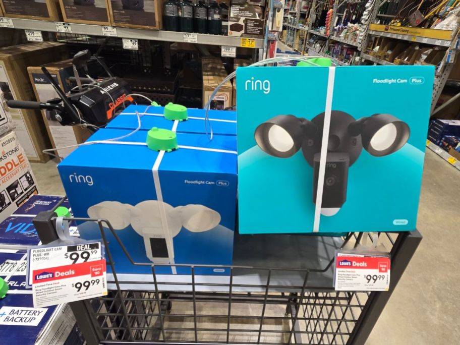 Ring floodlights in white and black at Lowes
