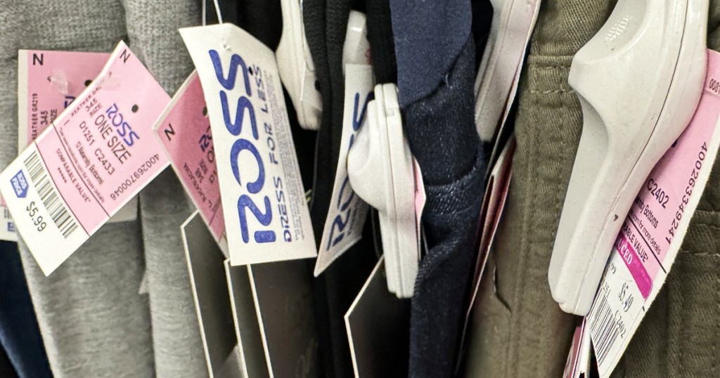 sale tags attached to clothing
