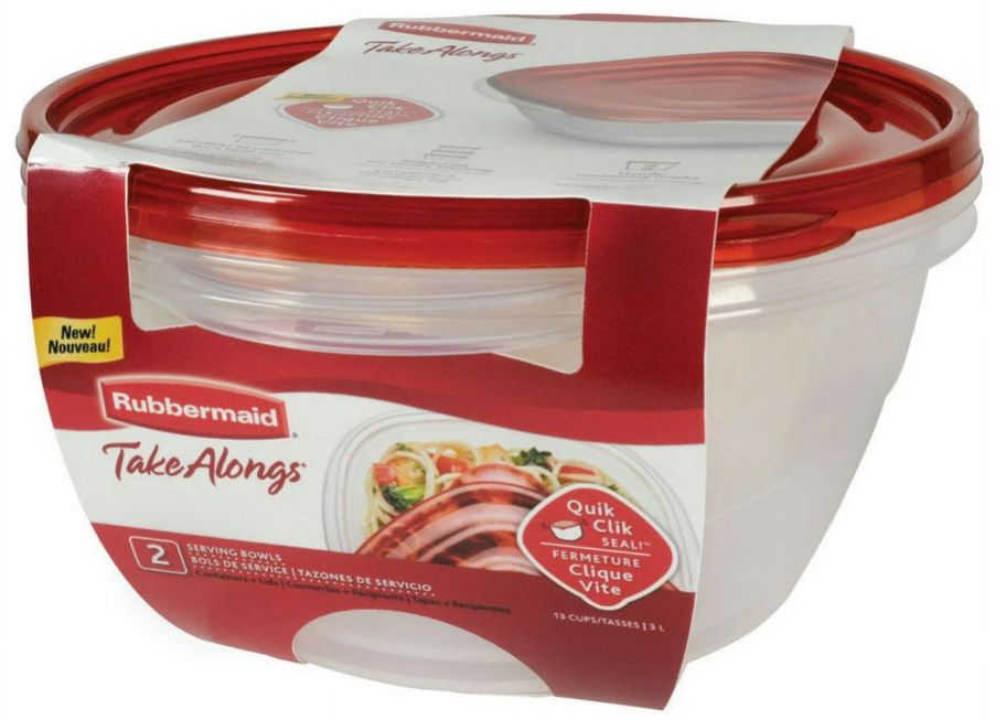  2 Pack of 15 cup rubbermaid takealongs with red lids