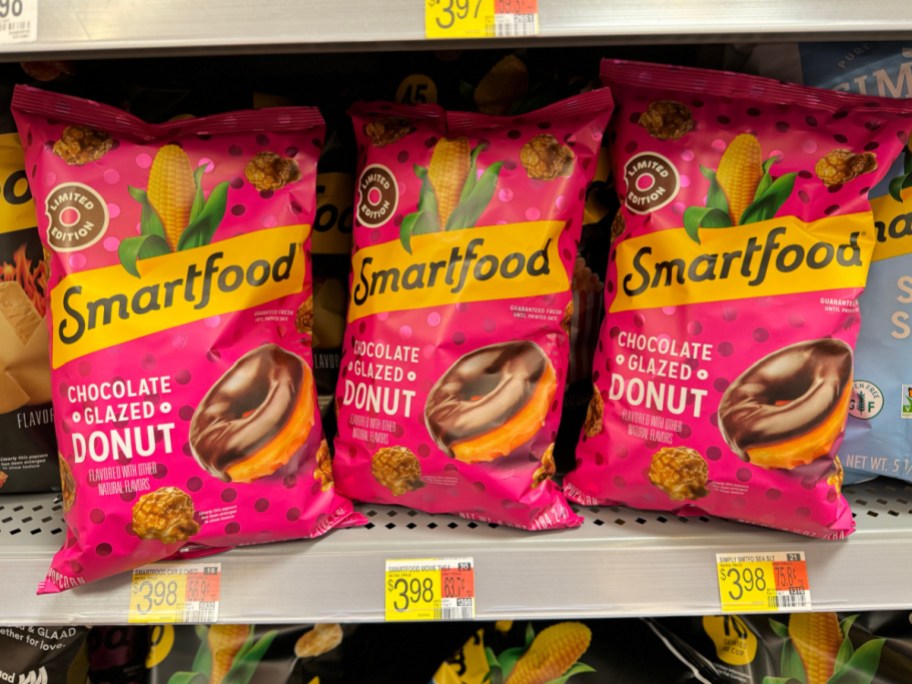 glazed donut flavored popcorn on store shelf 