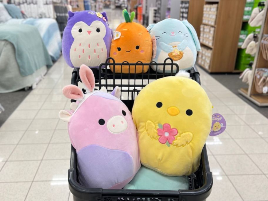 A cart filled with Squishmallows at Kohls