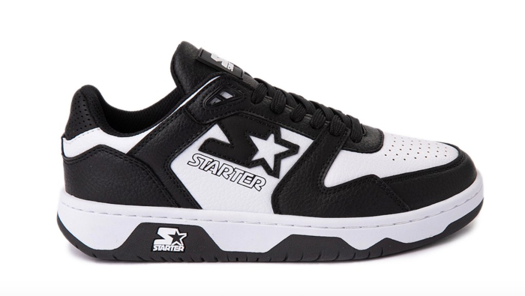 Stock photo of black and white starter sneakers