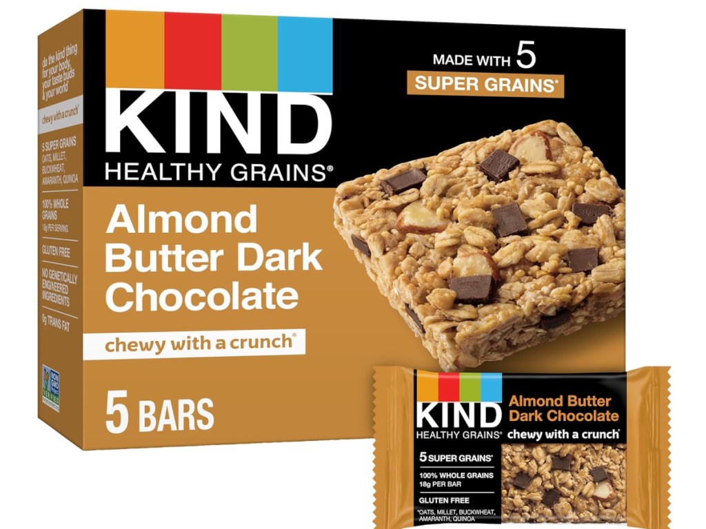 Stock image of KIND Healthy Grains Bars 5 Count - Almond Butter Double Dark Chocolate