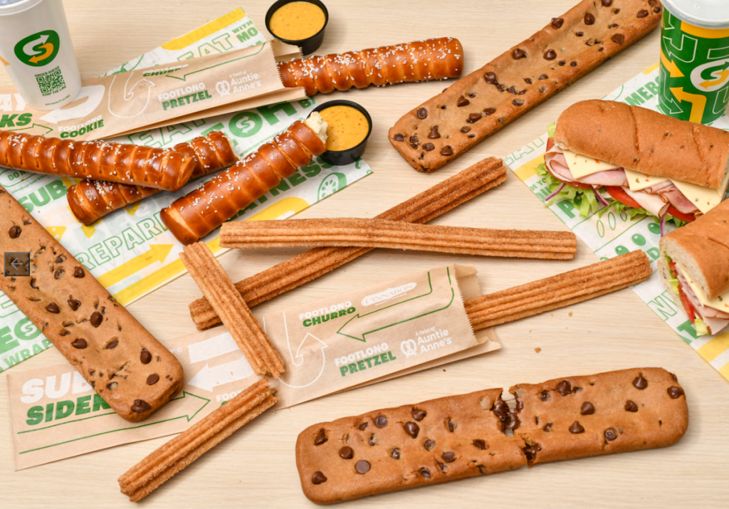 The new subway sidekicks desserts including churros, pretzels, and cookies