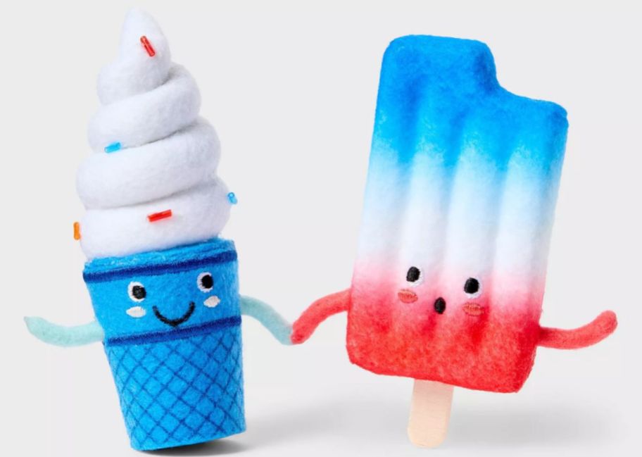 icecream cone and a red white and blue popcicle felt duo