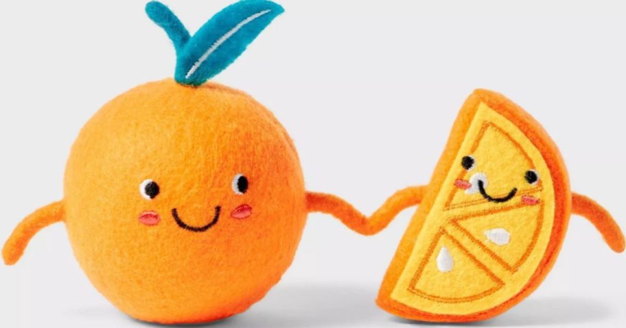 orange and orange slice felt duo