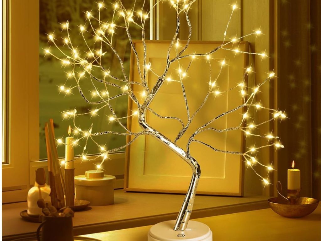 bonsai tree light on end dresser