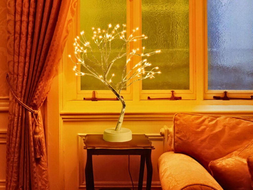 bonsai tree light on end table