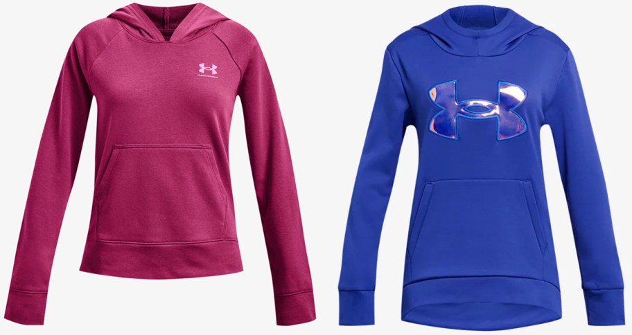 Under Armour Sweater Womens Small Blue Pink Hoodie Cold Gear Hooded Ladies