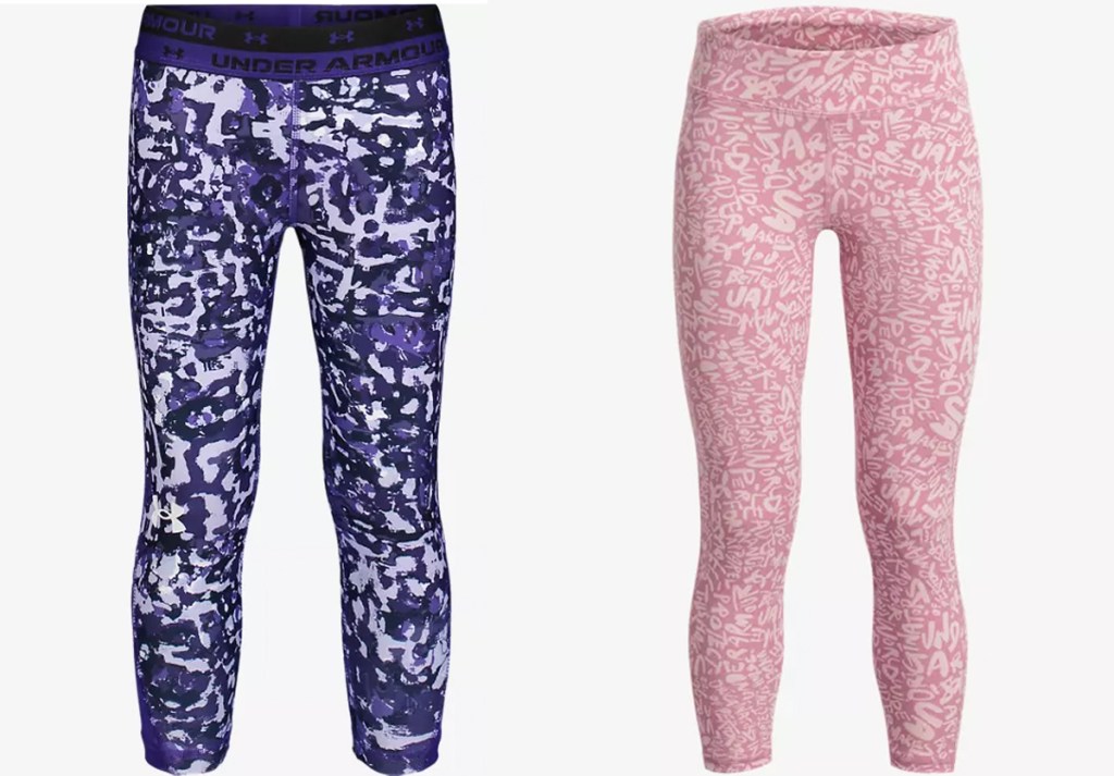 purple and pink pairs of girls leggings