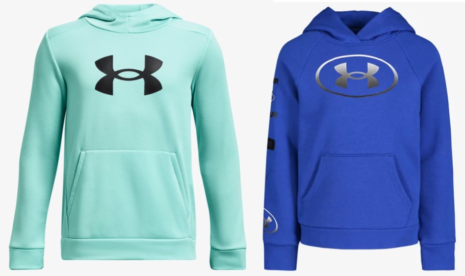 teal and blue under armour hoodies