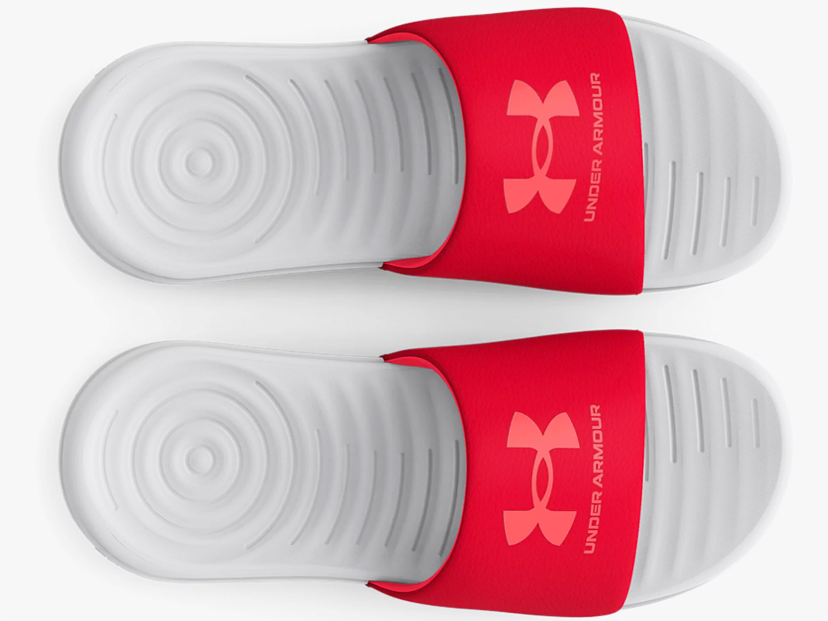 Red under armour online slides