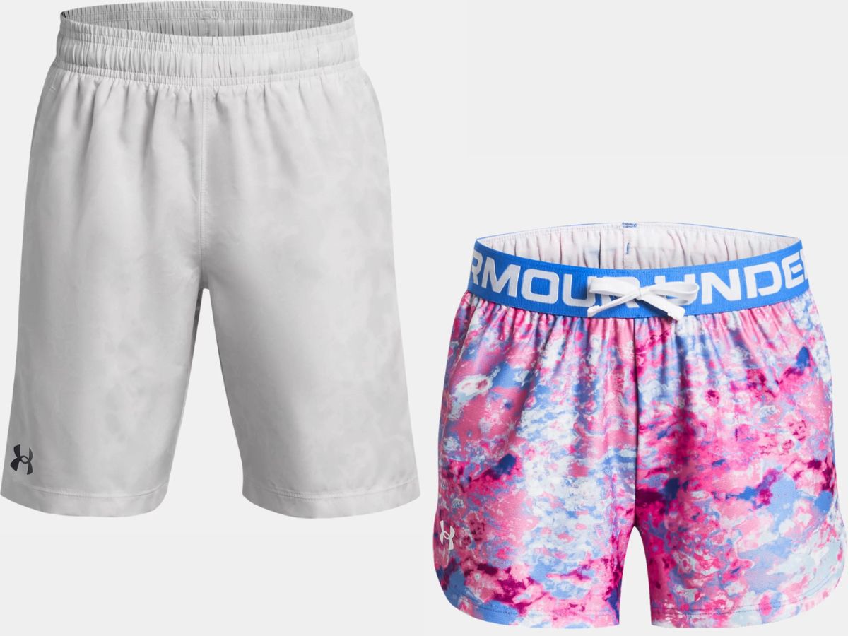 Stock images of 2 pairs of Under Armour Kids Shorts