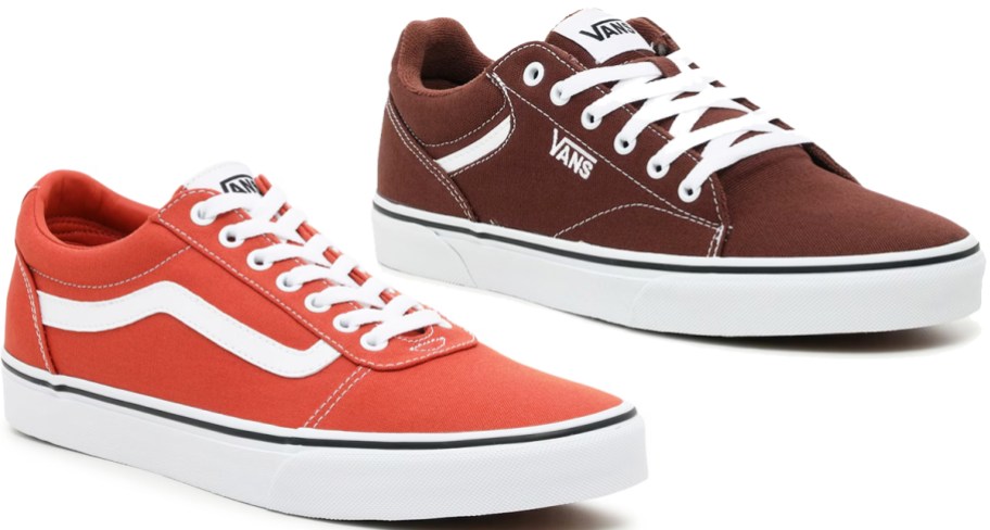 red and brown vans sneakers