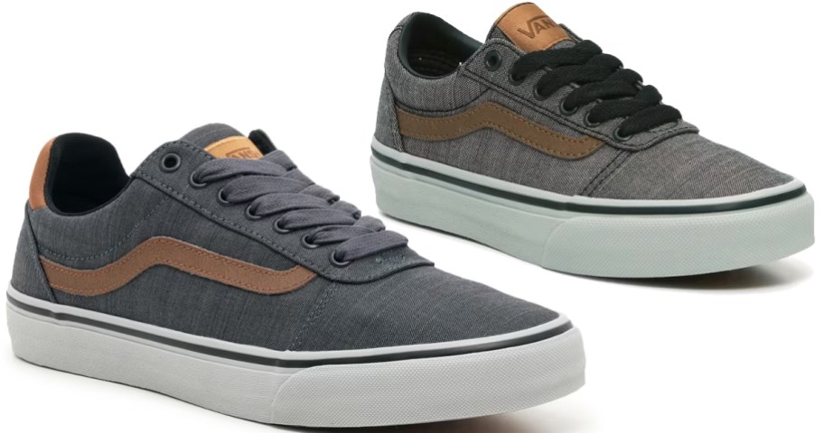 matching adult and kids grey and brown vans sneakers