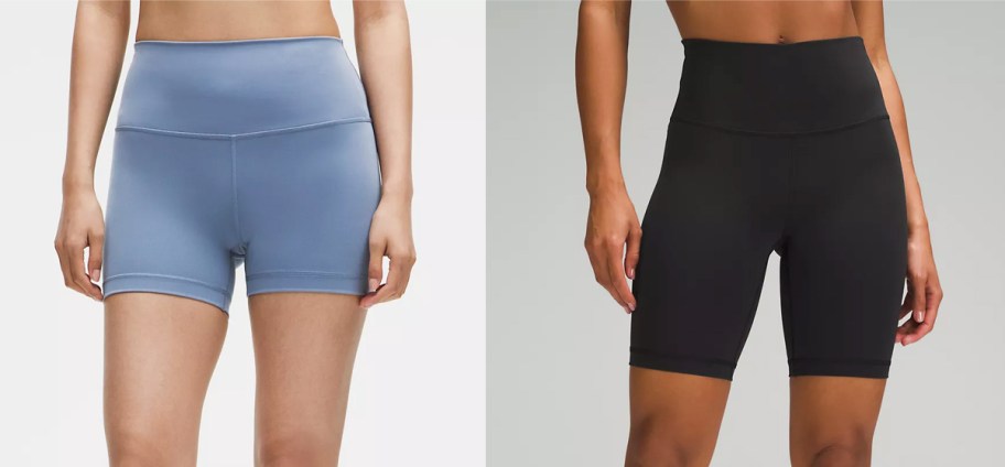 women in blue and black shorts