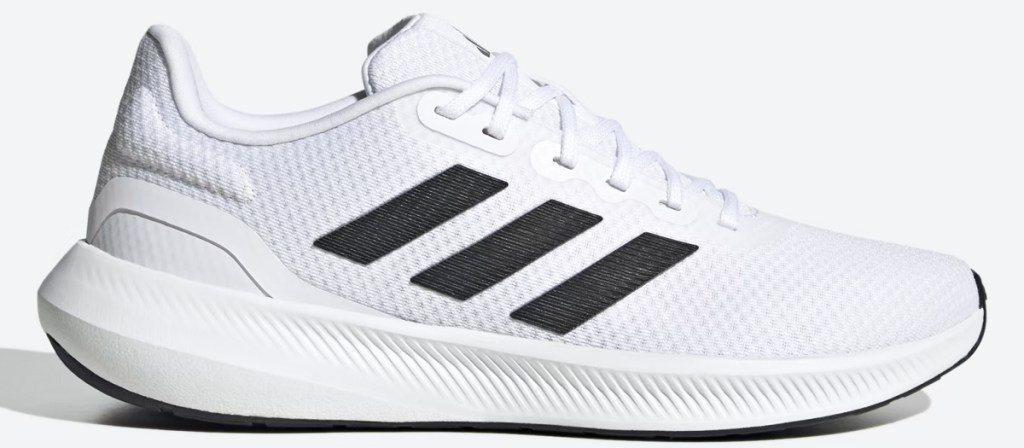 white and black adidas running shoe