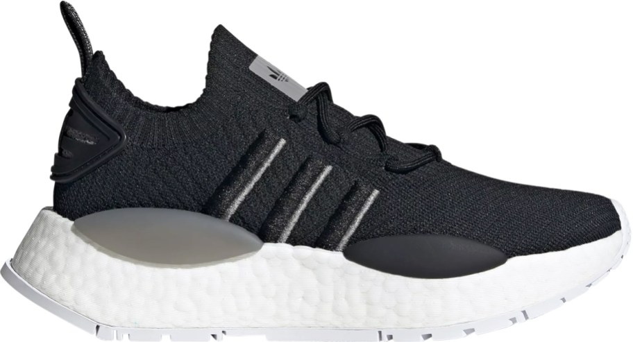 black and white adidas running shoe