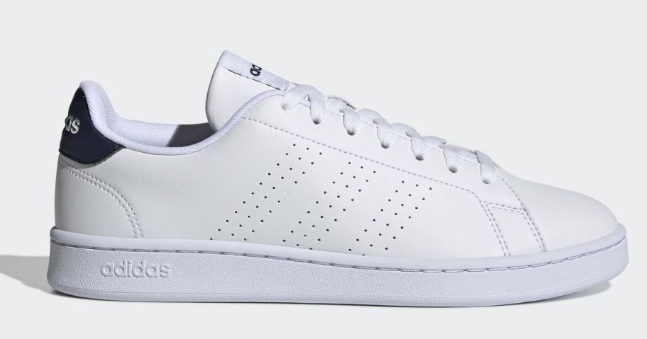 white and black men's adidas shoe