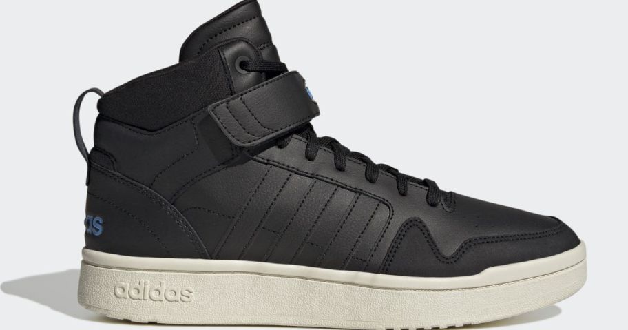 men's mid top adidas shoes in black and off white