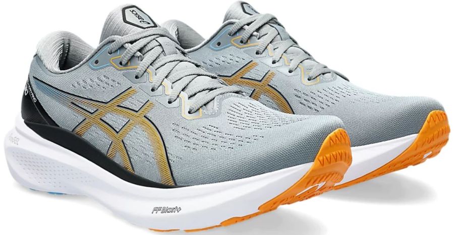 a pair of mens gray running shoes