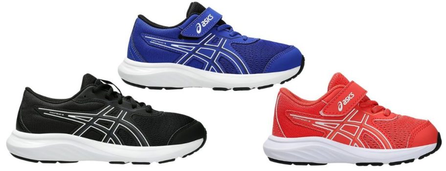 three asics kids shoes