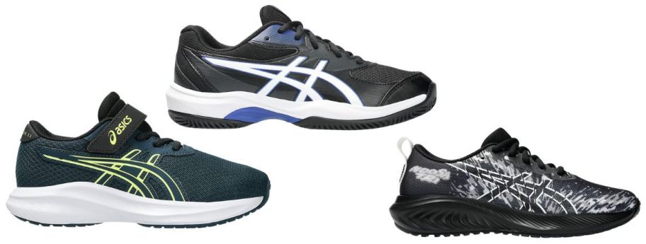 three asics kids shoes