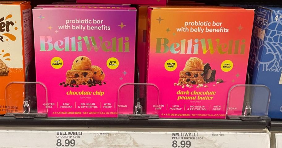 boxes of belliwelli bars on shelf at target 
