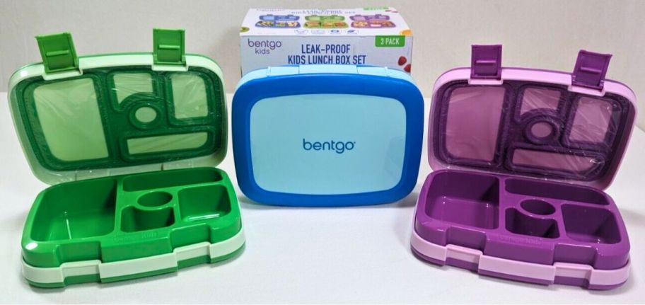 3pack box of kids bento boxes show with packaging