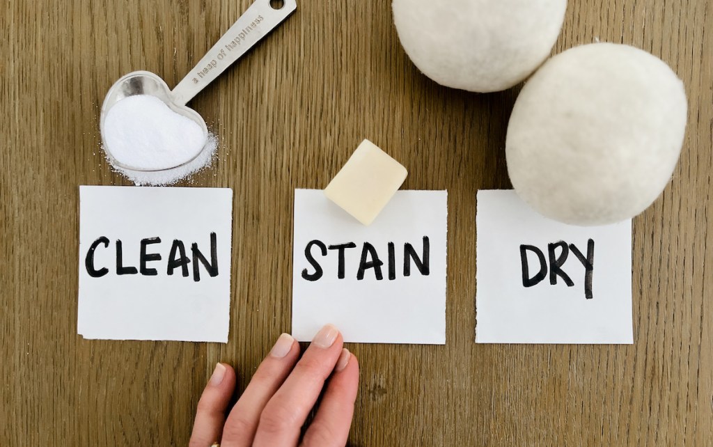 clean stain and dry white post its with non toxic natural laundry products
