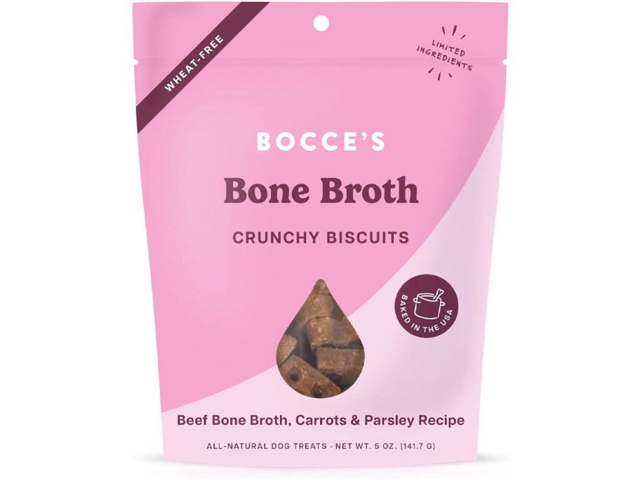 bocces bone broth dog treats bag 