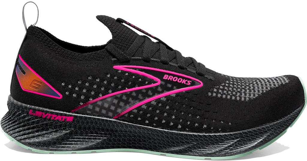 black and hot pink womens brooks shoes
