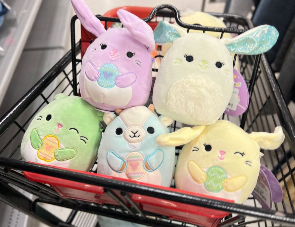 a tj maxx cart full of easter squishmallows
