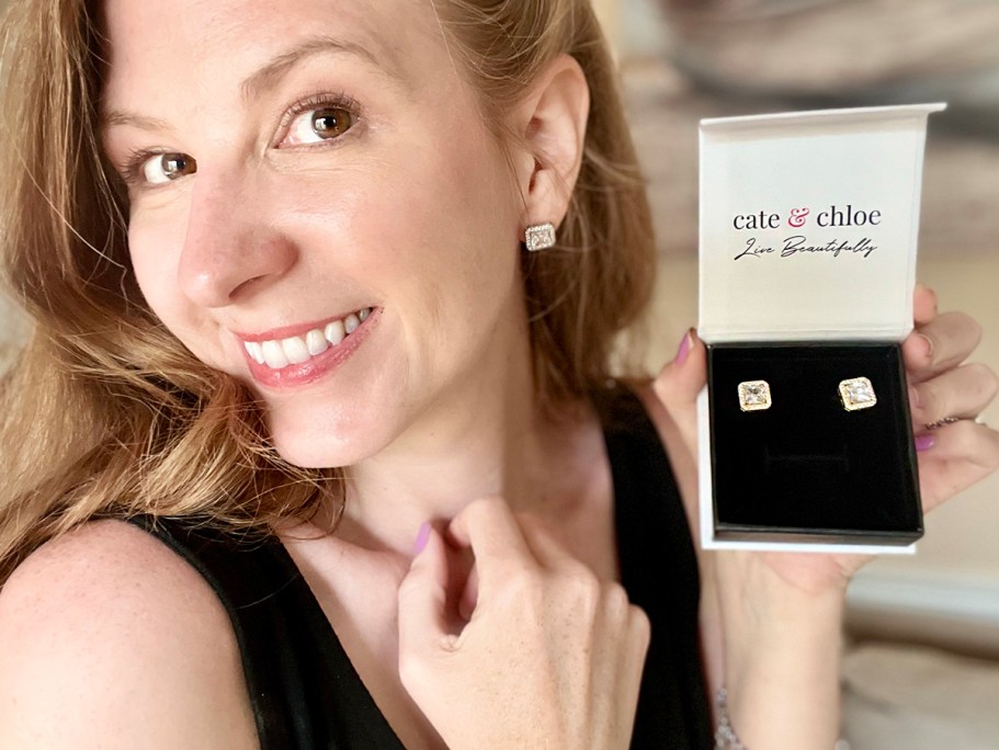 Cate & Chloe Norah Princess Cut Earrings Just $18 Shipped (Includes Gift Box!)