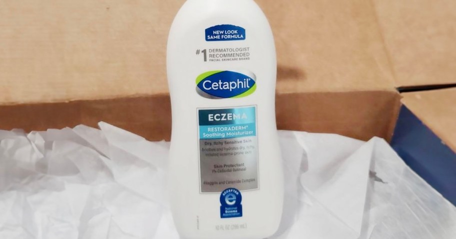cetaphil eczema moisturizer lotion bottle sitting in box