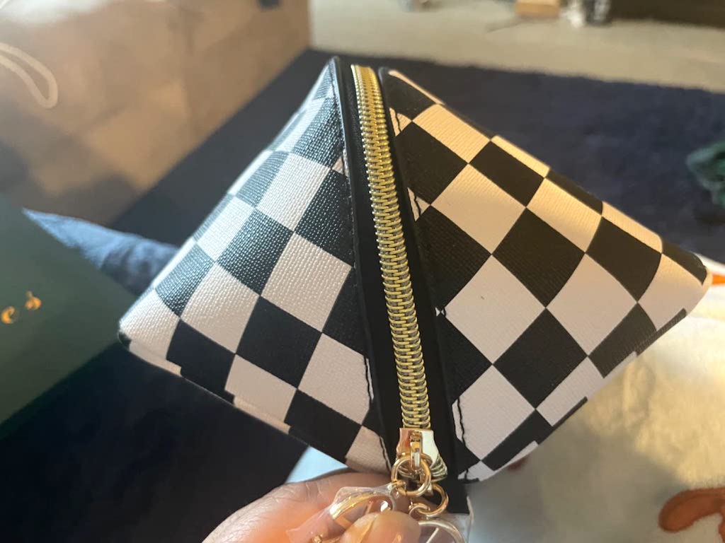 Checkered makeup bag 