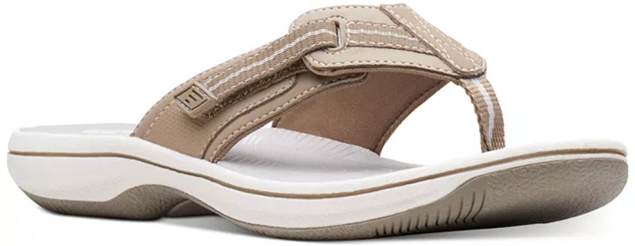 white and tan clarks sandals