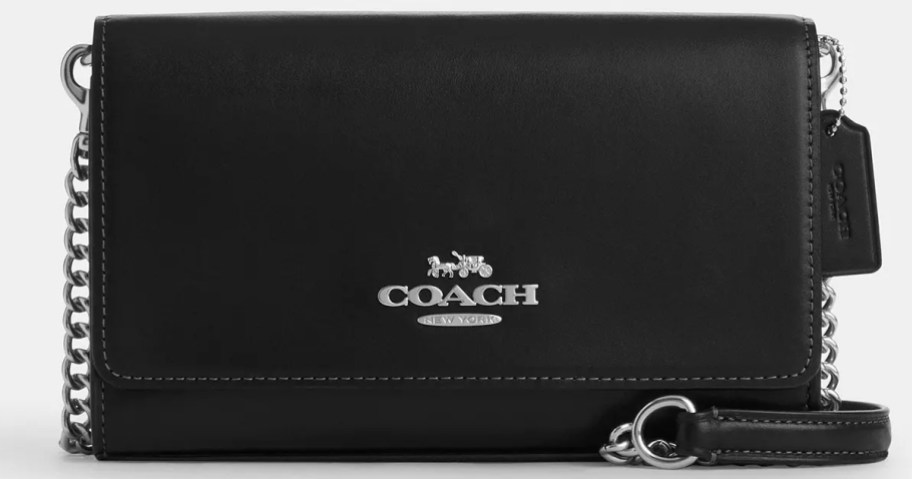 black coach flap clutch crossbody bag