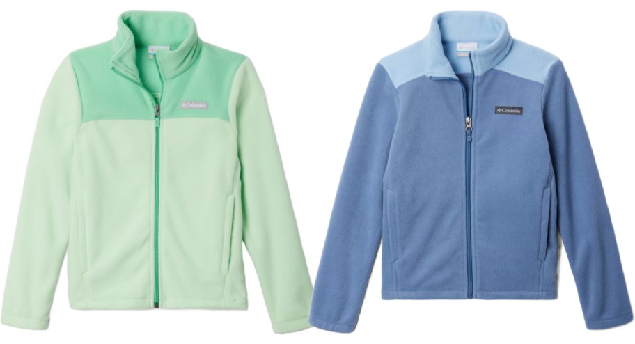 green and blue fleece boys and girls jackets 